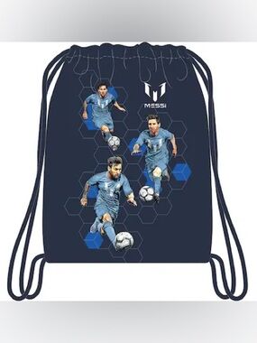 Lionel Messi Drawstring Backpack Navy Blue 15x14